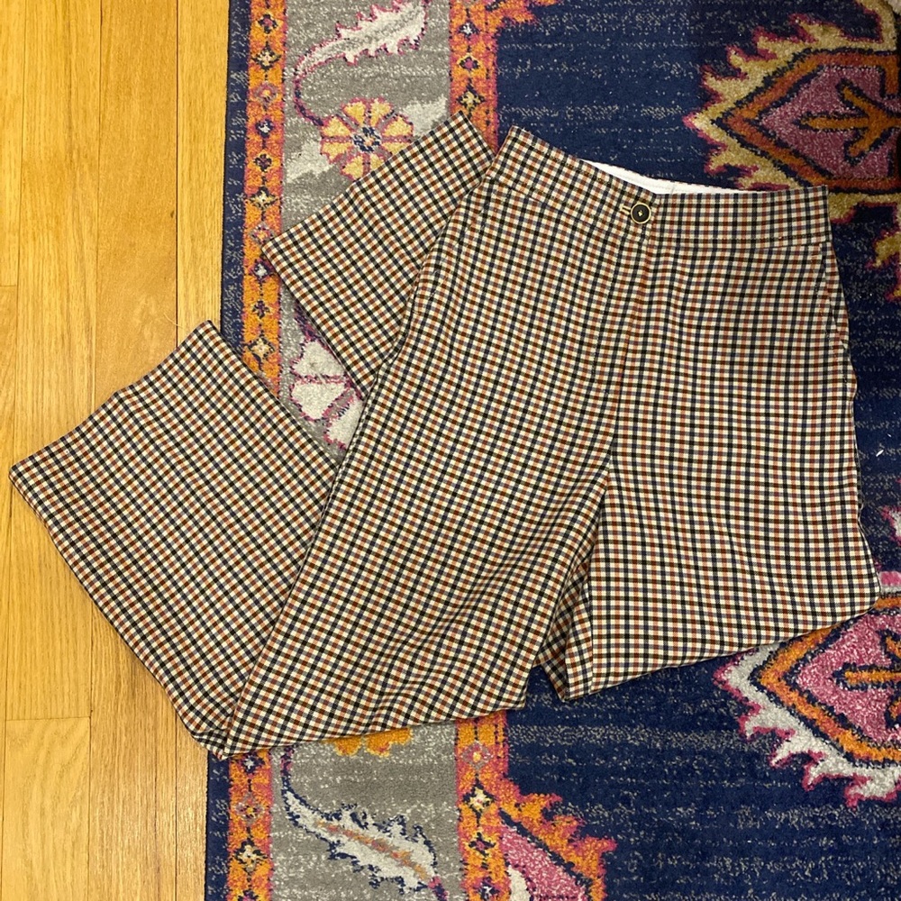 Tory Burch Plaid Wide Leg Trousers